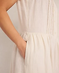 Ann Taylor Haven Well Within Linen Pintuck Midi Dress Size Medium Sandstone Women's