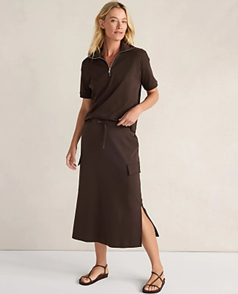 Ann Taylor Haven Well Within Organic Cotton Interlock Cargo Skirt Coffee Bean Women's