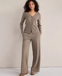 Ann Taylor Haven Well Within Organic Cotton Rib Knit Cardigan Brown Women's