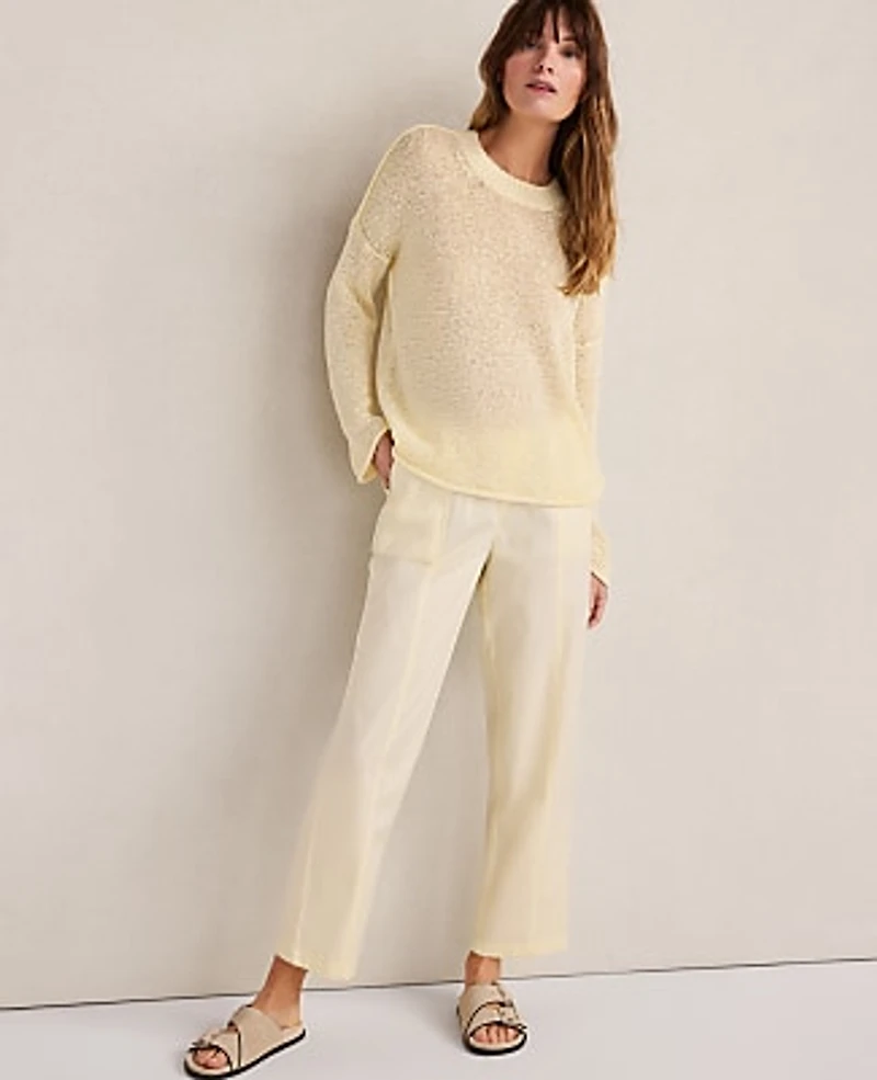 Ann Taylor Haven Well Within Organic Cotton Twill Tapered Pants Straw Women's