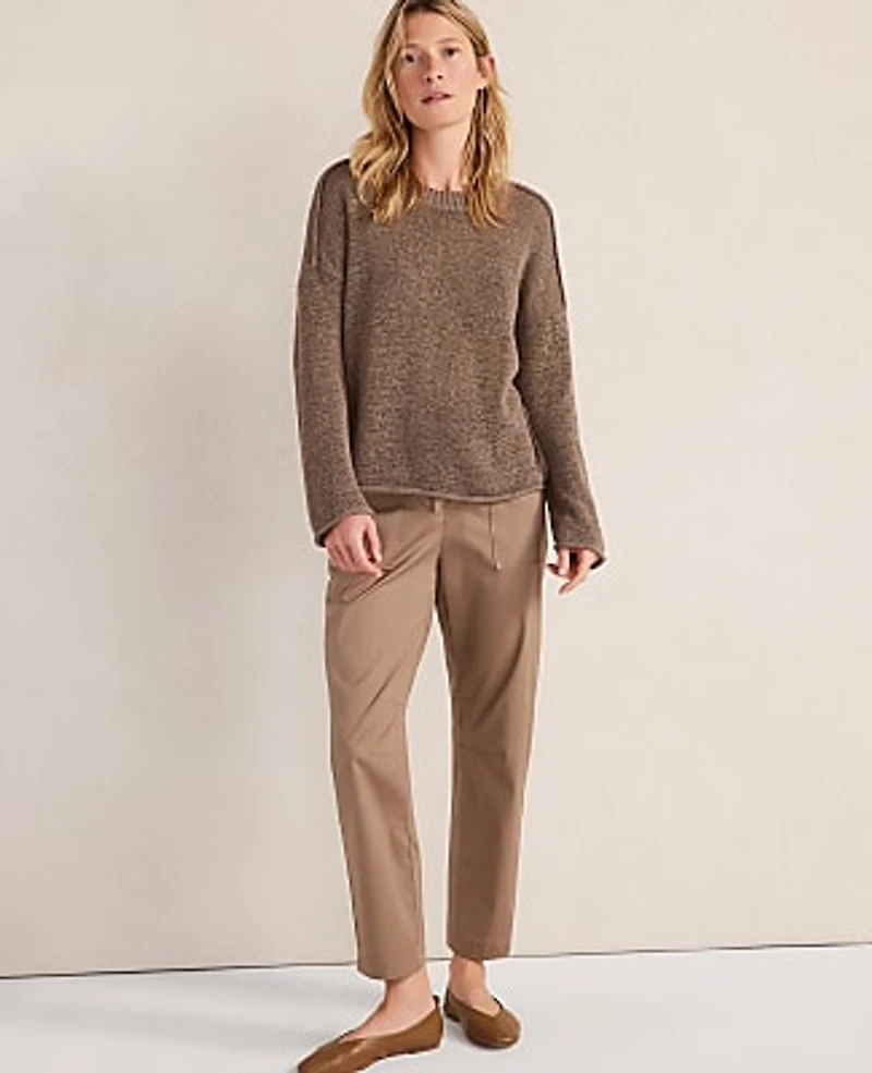 Ann Taylor Haven Well Within Linen Tape Yarn Crewneck Size Small Chestnut Brown Women's