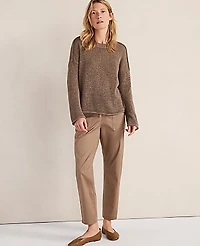 Ann Taylor Haven Well Within Linen Tape Yarn Crewneck Size Small Chestnut Brown Women's
