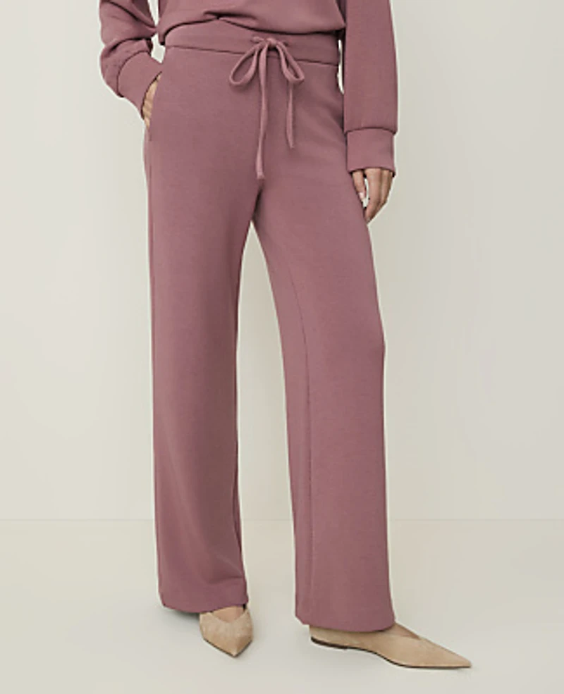 Ann Taylor Weekend Easy Wide-Leg Pant CloudPlush Deep Rosy Tan Women's