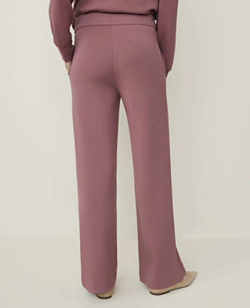 Ann Taylor Weekend Easy Wide-Leg Pant CloudPlush Deep Rosy Tan Women's