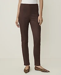 Ann Taylor Petite Weekend Seamed Side Zip Legging Faux Suede Dark Brown Women's