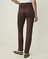Ann Taylor Petite Weekend Seamed Side Zip Legging Faux Suede Dark Brown Women's
