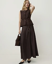 Ann Taylor Petite Belted Vest Tweed French Mocha Women's