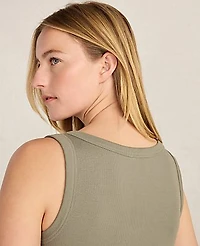Ann Taylor Haven Well Within Organic Cotton Rib Knit V-Neck Midi Dress Vetiver Women's
