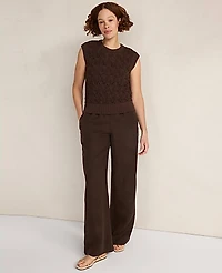 Ann Taylor Haven Well Within Organic Cotton Chain Pointelle Sweater Vest Coffee Bean Women's