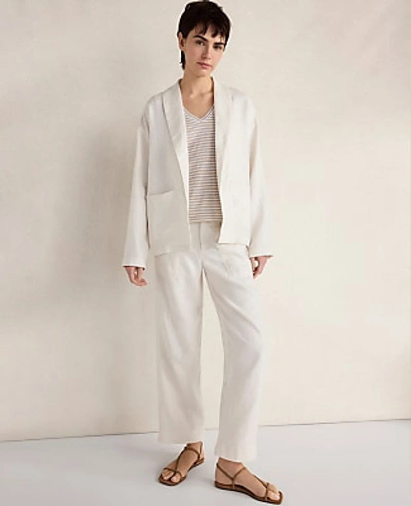 Ann Taylor Haven Well Within Heavyweight Linen Blazer Ivory Women's