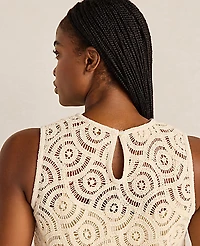 Ann Taylor Haven Well Within Cotton Crochet Scalloped Midi Dress Natural Women's
