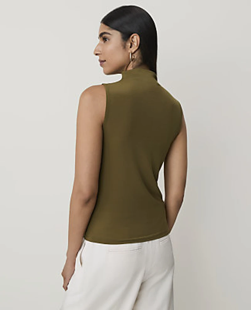 Ann Taylor Mock Neck Tank Top Olive Sprig Women's