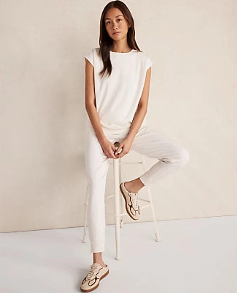 Ann Taylor Haven Well Within Organic Cotton Interlock Joggers White Women's
