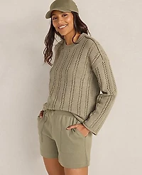 Ann Taylor Haven Well Within Cotton Tape Yarn Vertical Stitch Sweater Vetiver Women's