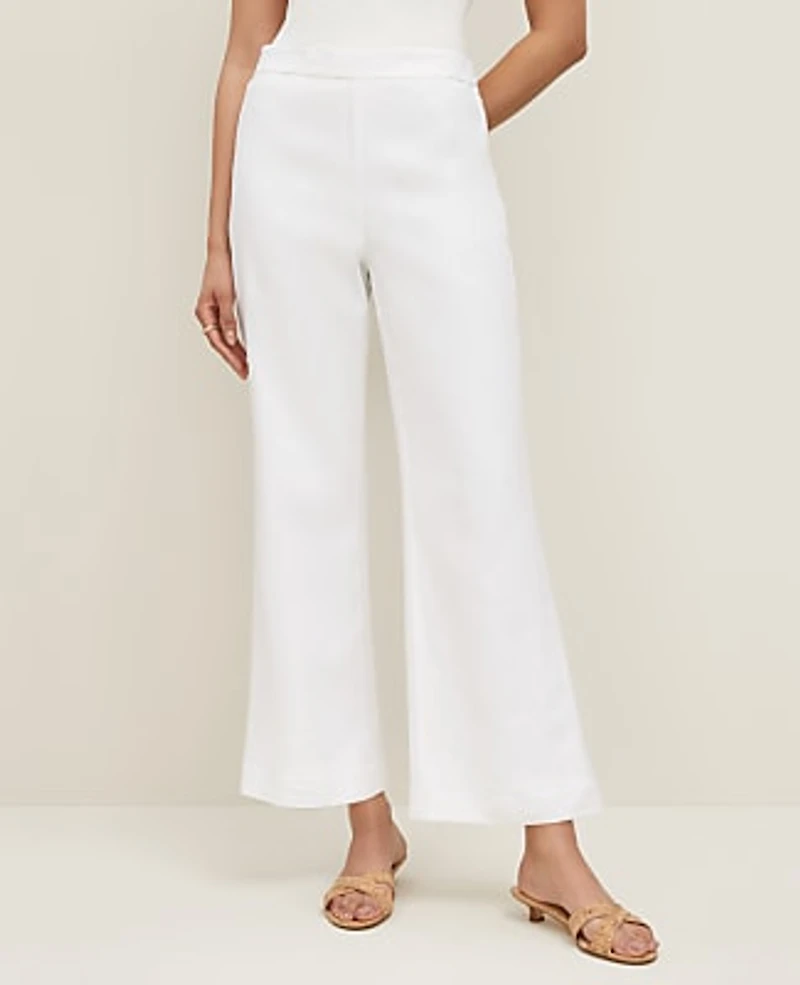 Ann Taylor The Flare Ankle Pant Linen Blend White Women's