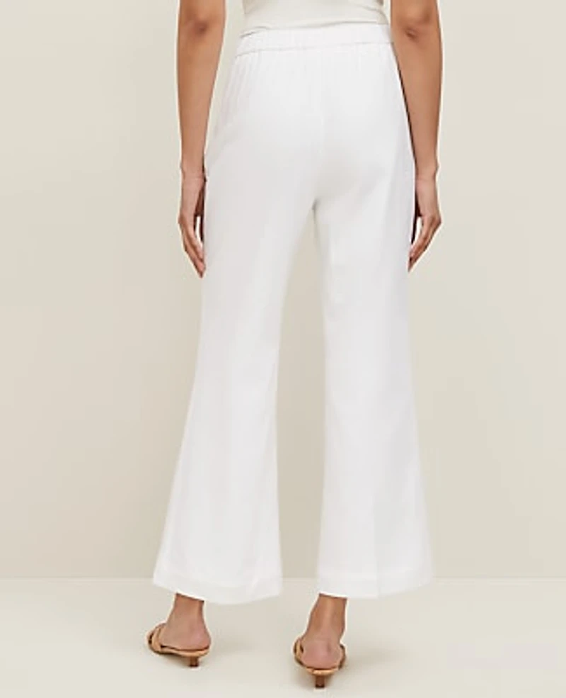 Ann Taylor The Flare Ankle Pant Linen Blend White Women's