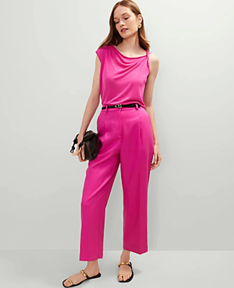 Ann Taylor Twisted Shoulder Shell Top Size Small Rose Violet Women's