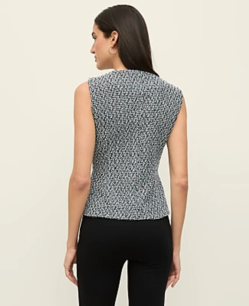 Ann Taylor The Petite Cutaway Vest Tweed Blue Multi Women's