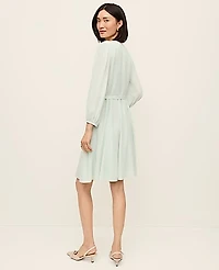Ann Taylor Belted Flare Dress Pale Aqua Women's