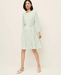 Ann Taylor Belted Flare Dress Pale Aqua Women's