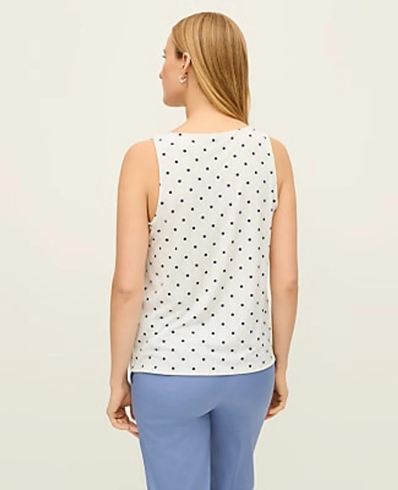 Ann Taylor Mixed Media V-Neck Shell Top Size XS Winter White Women's