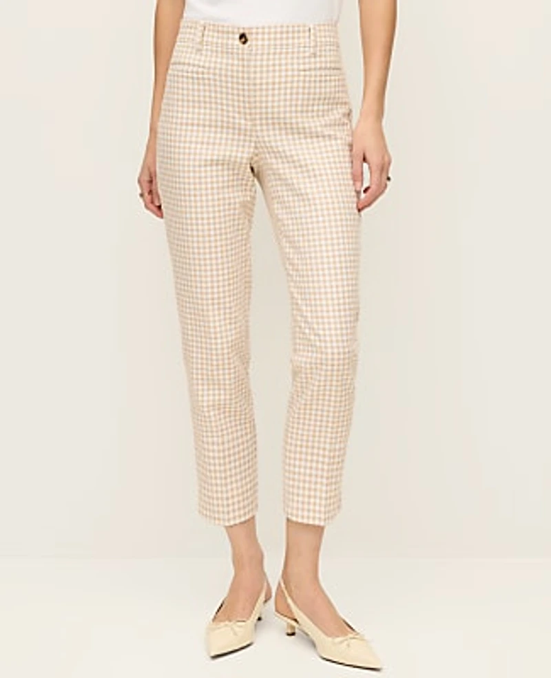 Ann Taylor The Cotton Crop Pant Gingham Pale Sandalwood Women's