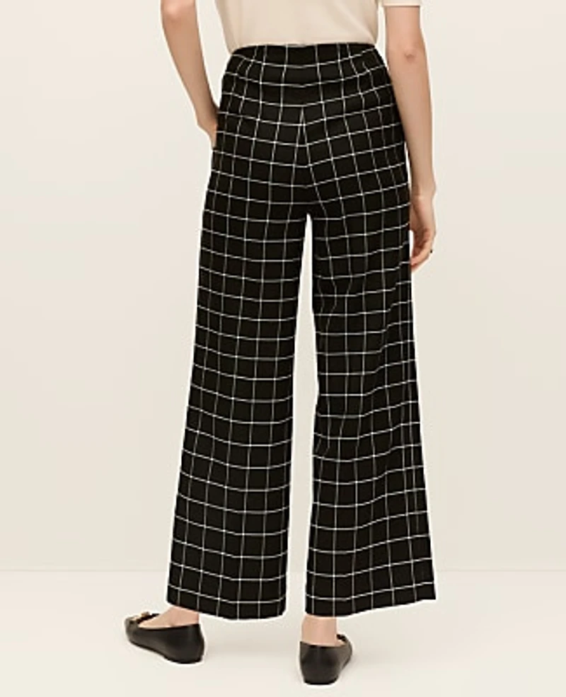 Ann Taylor The Petite Grace Straight Pant Windowpane Black/White Window Check Women's