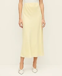 Ann Taylor Satin Bias Midi Slip Skirt Size Large Sun Soaked Women's