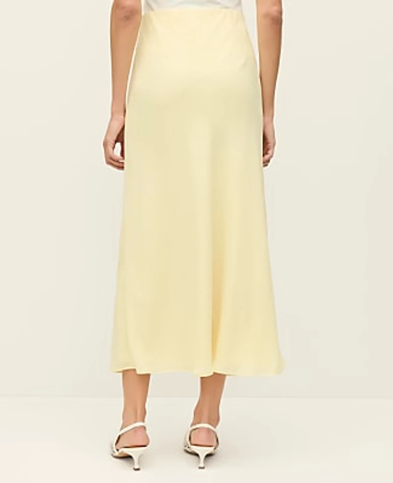 Ann Taylor Satin Bias Midi Slip Skirt Size Large Sun Soaked Women's