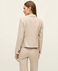 Ann Taylor The Single Button Fitted Blazer Glen Check Neutral Women's
