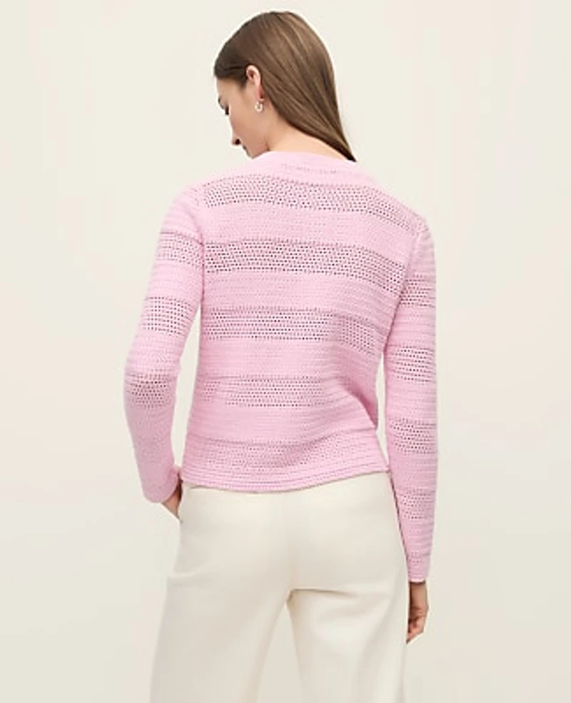 Ann Taylor Petite Mixed Stitch Sweater Jacket Women's