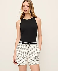 Ann Taylor The Mid Short Polka Dot Winter White Women's