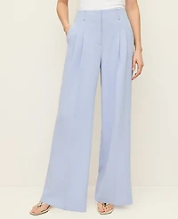 Ann Taylor The Pleated Wide-Leg Pant Textured Crepe Blue Hydrangea Women's