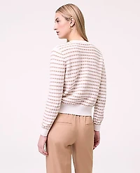 Ann Taylor Petite Striped Ann Cardigan Size XL Camel/White Combo Women's
