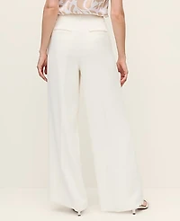 Ann Taylor The Petite Pleated Wide-Leg Pant Textured Crepe Winter White Women's