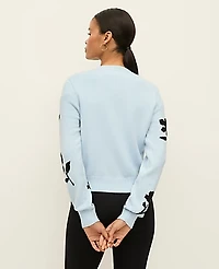 Ann Taylor Petite Floral Jacquard Cardigan Size Medium Cashmere Blue Women's