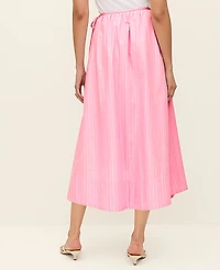 Ann Taylor Striped Tie Waist Midi Skirt Strawberry Lemonade Women's