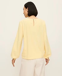 Ann Taylor Pleated Front Mixed Media Blouse Size XL Sun Soaked Women's