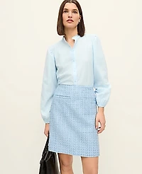 Ann Taylor Tweed A-Line Skirt Size 6 Light Blue Multi Women's