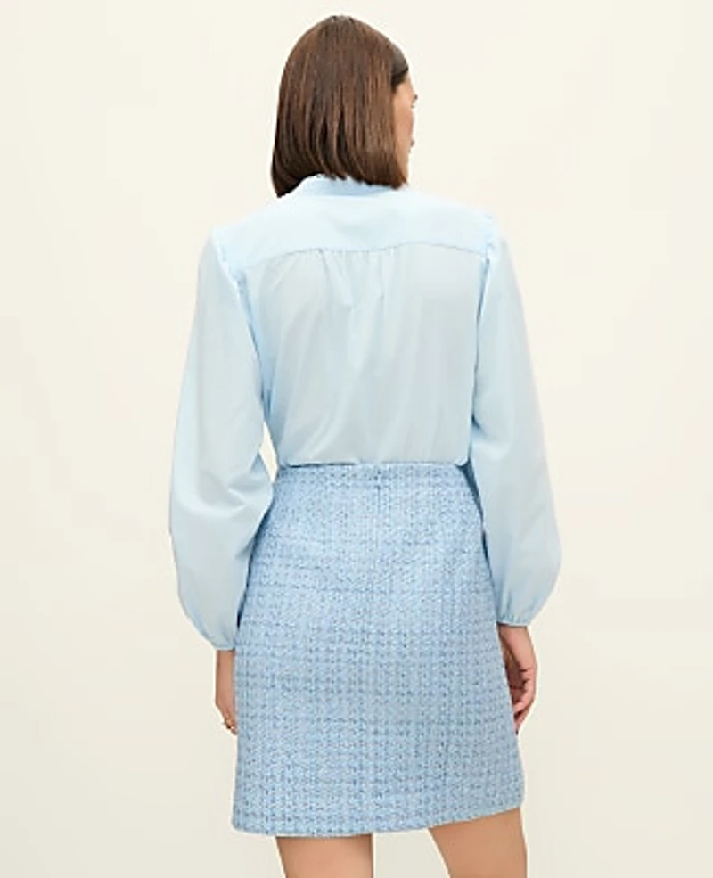 Ann Taylor Tweed A-Line Skirt Size 6 Light Blue Multi Women's