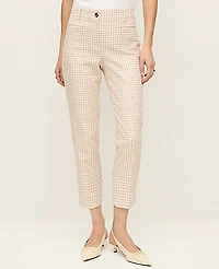 Ann Taylor The Petite Cotton Crop Pant Gingham Pale Sandalwood Women's