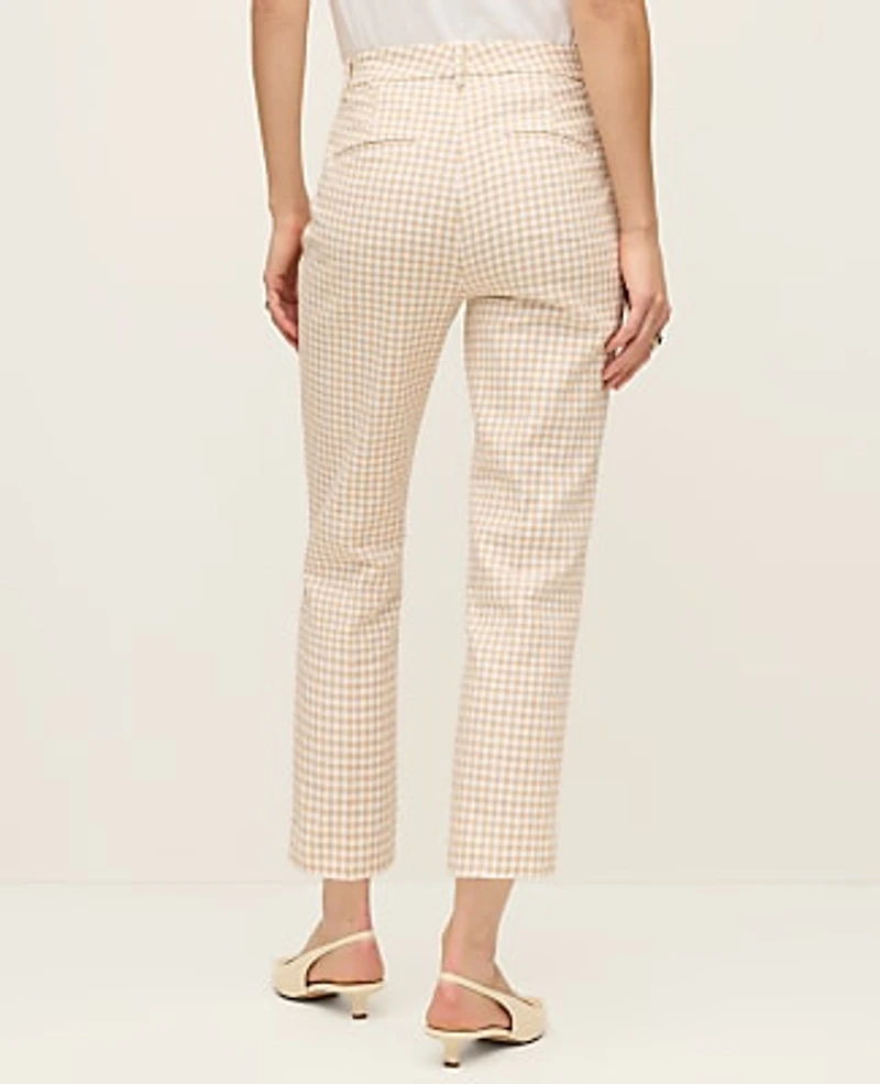 Ann Taylor The Petite Cotton Crop Pant Gingham Pale Sandalwood Women's