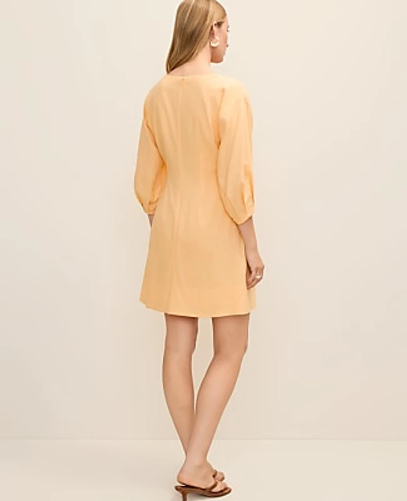 Ann Taylor Pintucked Mini Dress Linen Blend Women's