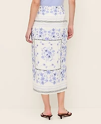 Ann Taylor Floral Wrap Midi Skirt Blue Hydrangea Women's
