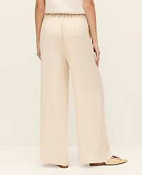 Ann Taylor Petite Weekend Easy Fit Wide-Leg Pant Size Large Sand Shell Women's