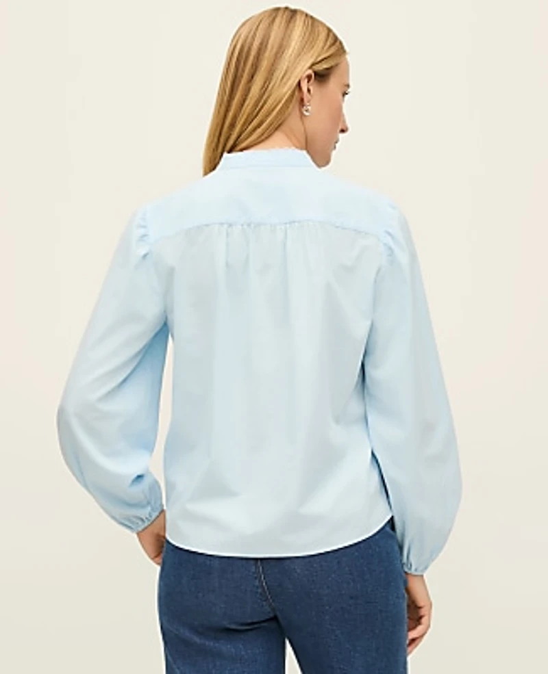 Ann Taylor Embroidered Collar Blouse Women's