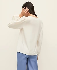 Ann Taylor Mixed Media Embroidered Blouse Winter White Women's