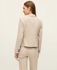 Ann Taylor The Petite Single Button Fitted Blazer Glen Check Neutral Women's