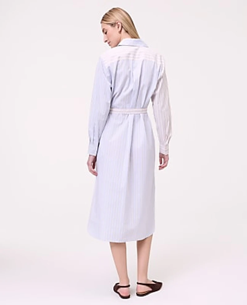 Ann Taylor Petite Weekend Striped Midi Shirtdress Blush Haze Women's