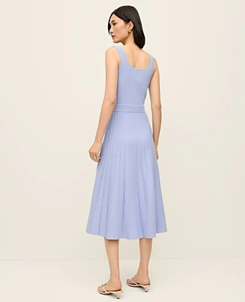 Ann Taylor Petite Button Ribbed Sweater Dress Blue Hydrangea Women's